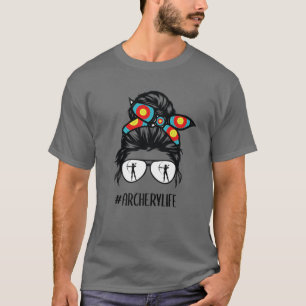 T-shirt Vie de tir à l'arc Messy Bun Lunettes de cheveux