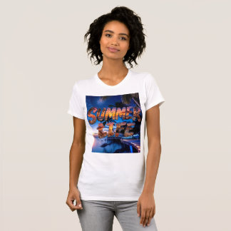 T-shirt Vie d'été Typographie de coucher de soleil sur la