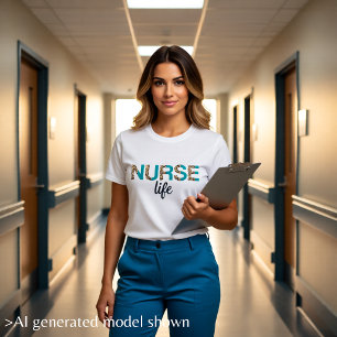 T-shirt Vie d'infirmière - Demi-infirmière léopard