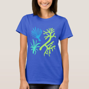 T-shirt Vie marine Abstraite moderne Pink Lime Green et Aq