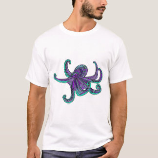 T-shirt Vie marine turquoise pourpre d'océan de poulpe