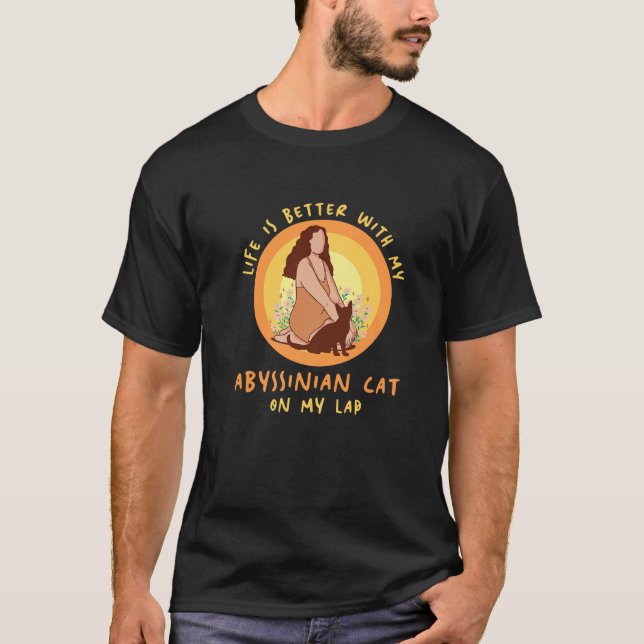 T-shirt Vie Meilleure Chat Lap Père Mère Abyssinie Chat M (Devant)
