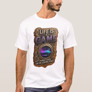 T-shirt Vie moderne en or LIFE IS A GAME Motif artistique
