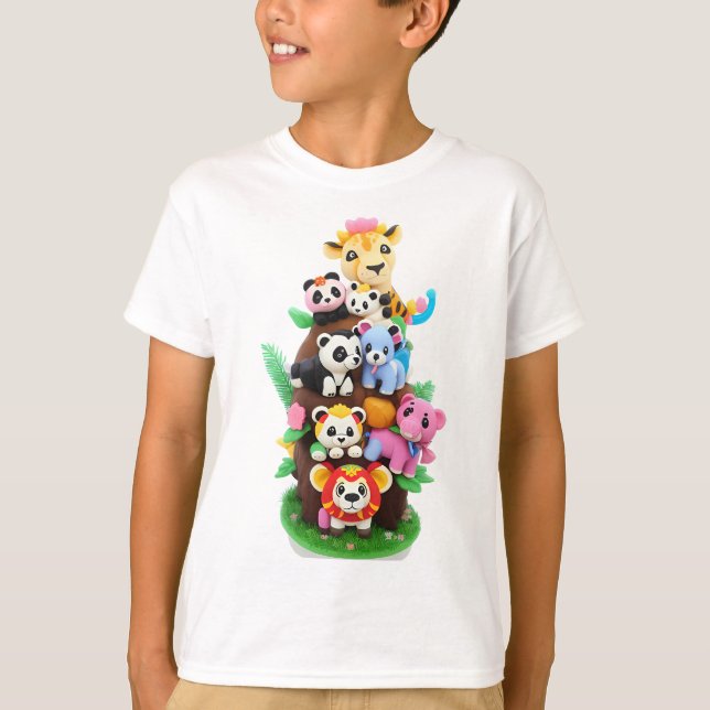 T-shirt Vie sauvage animale colorée (Devant)