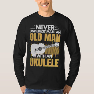 T-shirt Vieil Homme Jouant de l'Ukulélé Graphique Musical