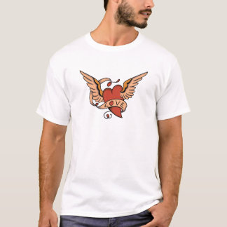 T-shirt vieille école volant coeur amour bannière