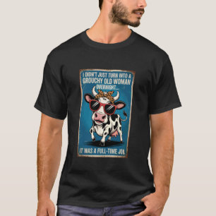 T-shirt Vieille femme grognon vache humour rétro drôle