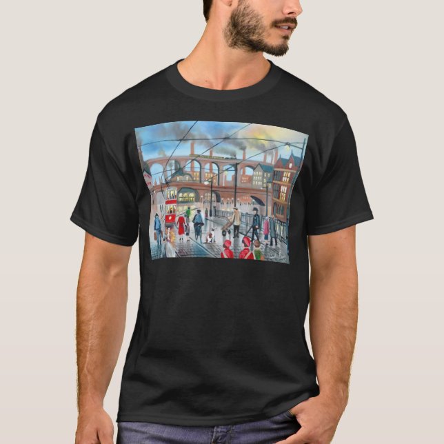T-shirt Vieille peinture à l'huile de train de viaduc de (Devant)