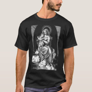 T-shirt Vierge Marie Bébé Jésus Ligne Art Jésus Vierge