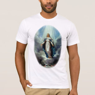 T-shirt Vierge Marie béni a laissé l'éclat léger sur T