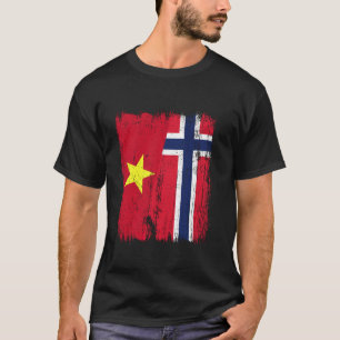 T-shirt Vietnam Norvège Demi Drapeau Vietnamien Norvégien