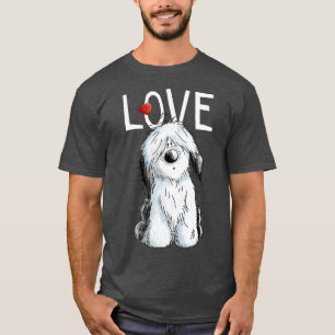 T-shirt Vieux anglais Sheepdog Love I Dog Tee Bobtail Cade