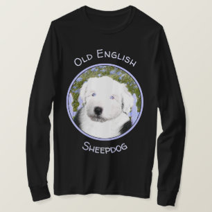 T-shirt Vieux anglais Sheepdog Puppy Peinture - Chien Art