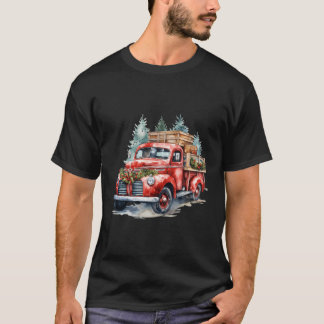 T-shirt Vieux camionnette rouge semi-camionnette conducteu