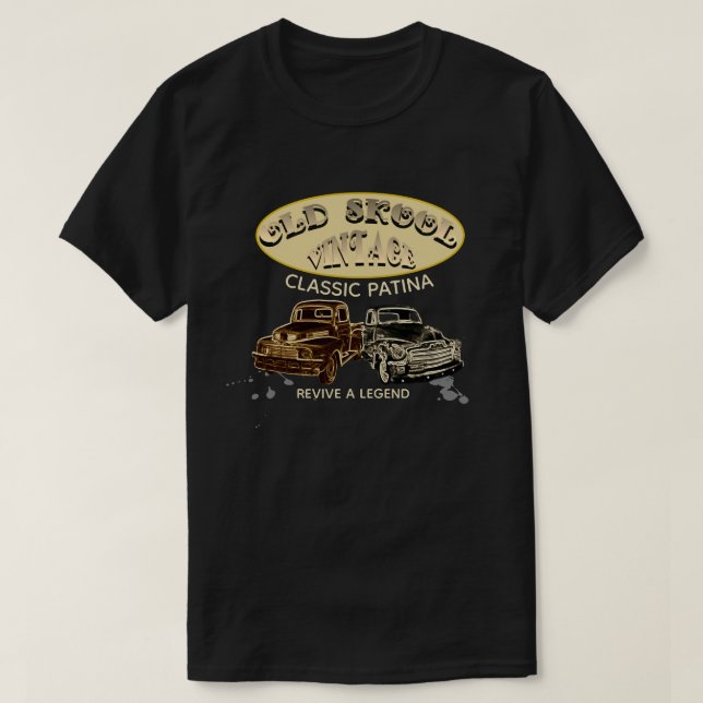 T-shirt Vieux camions classiques de patine de Skool - (Design devant)