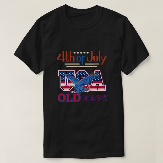 T-shirt vieux drapeau américain de la marine, 4 juillet ch (Design devant)