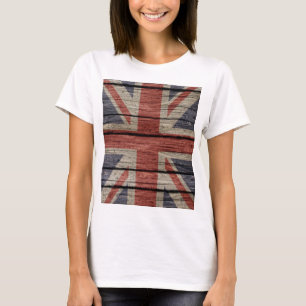 T-shirt Vieux drapeau en bois à la mode frais