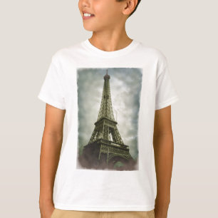 T-shirt Vieux effet photo Tour Eiffel Paris