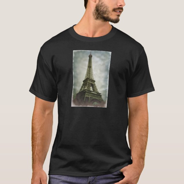 T-shirt Vieux effet photo Tour Eiffel Paris (Devant)
