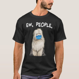 T-shirt Vieux Français Cheepdog Ew Personnes Chien Portant
