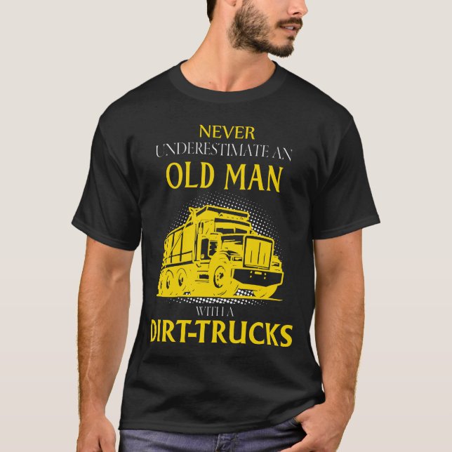 T-shirt Vieux homme avec des camions de terre (Devant)