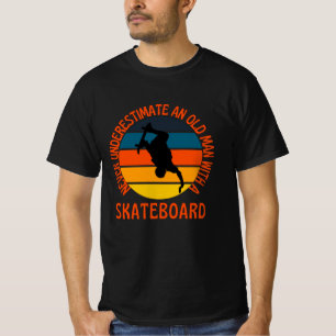 T-shirt Vieux Homme Avec Skateboard Retro Vintage
