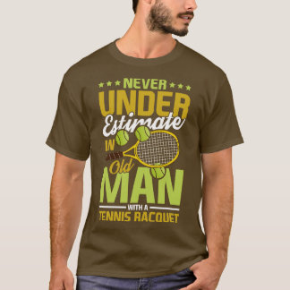 T-shirt Vieux homme avec tennis Racquette court cadeau spo