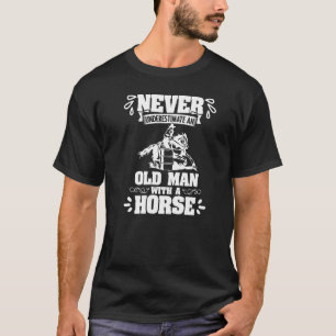 T-shirt Vieux Homme Avec Un Cheval De Course De Baril De R