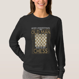 T-shirt Vieux Homme Qui Joue Aux Échecs Jeu D'échecs