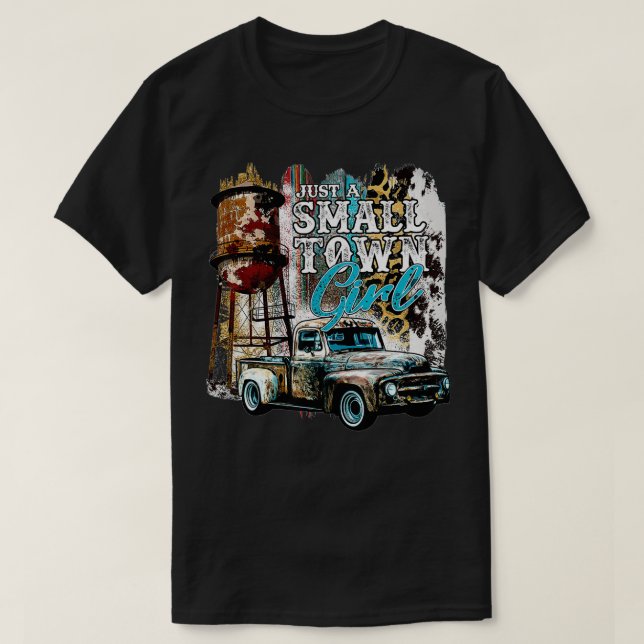 T-shirt Vieux Truck Water Tower Juste Une Petite Ville Wes (Design devant)