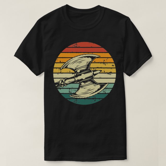 T-shirt Viking ax soleil rétro (Design devant)