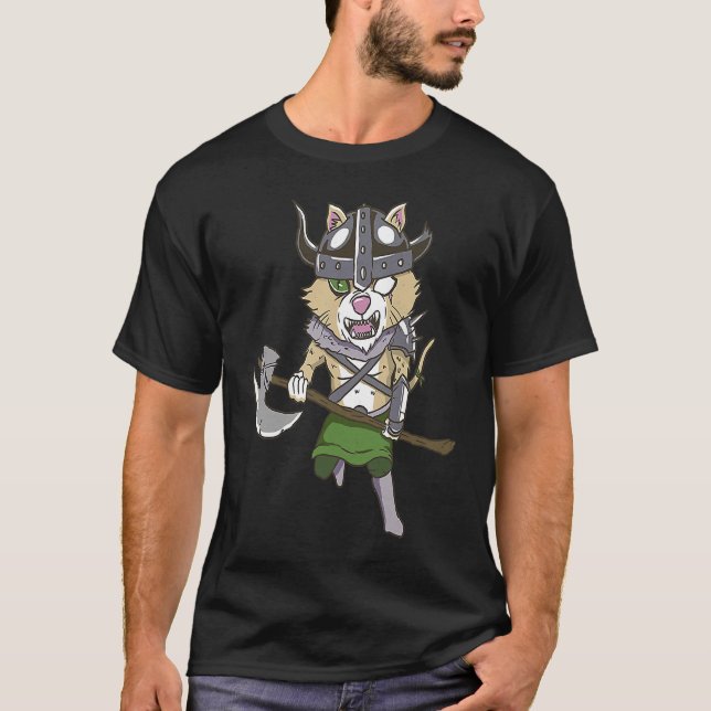 T-shirt Viking Chat Valhalla Guerrier (Devant)