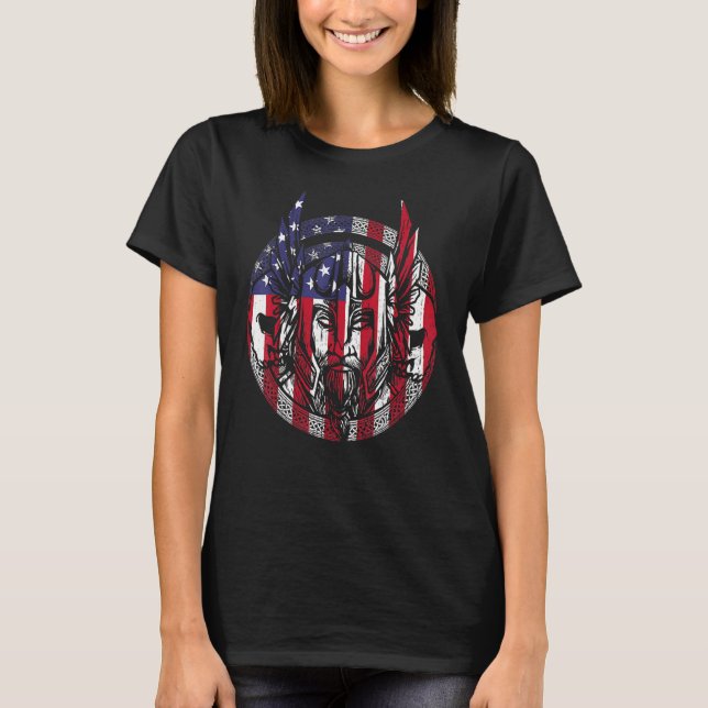 T-shirt Viking Guerrier 4 juillet Patriotique Usa (Devant)