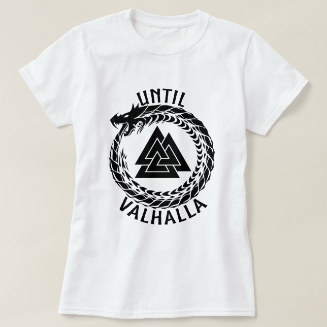 T-shirt Viking Jormungandr Jusqu'À Valhalla (Design devant)