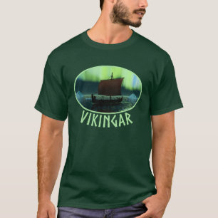 T-shirt Viking Navire Et Lumières Du Nord