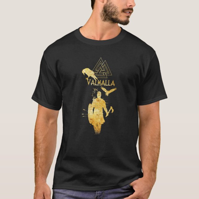 T-shirt Viking Ragnar Lodbrok Valhalla Odin Ravens (Devant)