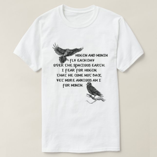 T-shirt Viking Raven Hugin And Munin (Design devant)