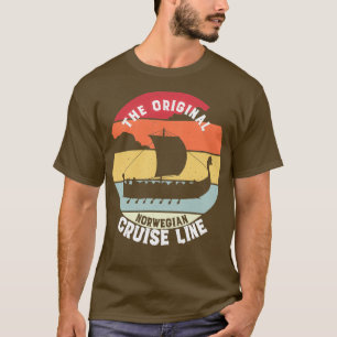 T-shirt Viking Ship Original Cruise Line Norwegian Retro V