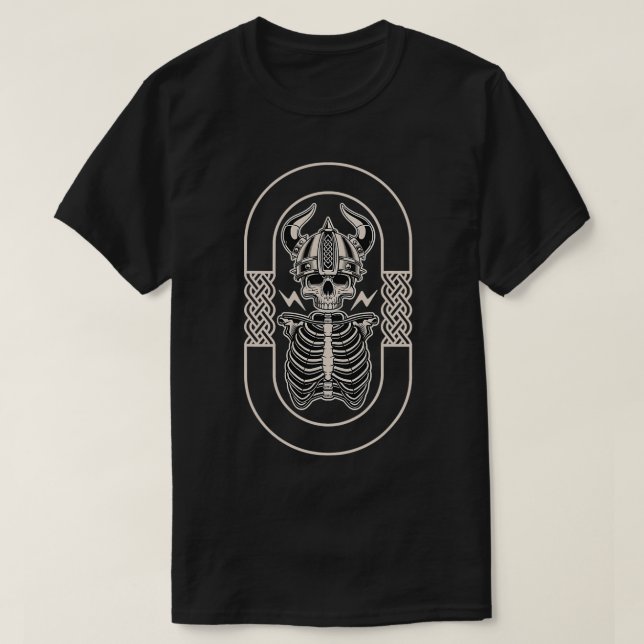 T-shirt Viking Warrior Skull Skeleton Ax (Design devant)