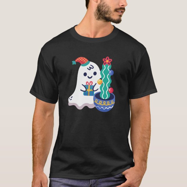 T-shirt vilain fantôme de Noël xmas cactus santa claus mig (Devant)