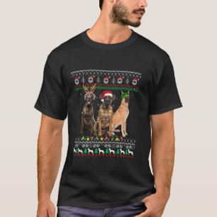 T-shirt Vilain grand Danse Père Noël lumières Noël Chien d