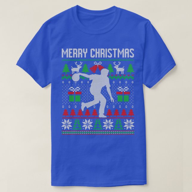 T-shirt Vilain Joyeux Noël Bowling Père Noël T (Design devant)