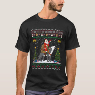 T-shirt Vilain Loup Noël Cadeau Père Noël équitation Loup