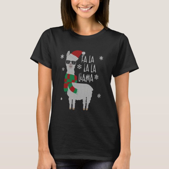 T-shirt Vilain Noël Fa la Llama - Funny Falala Llama (Devant)