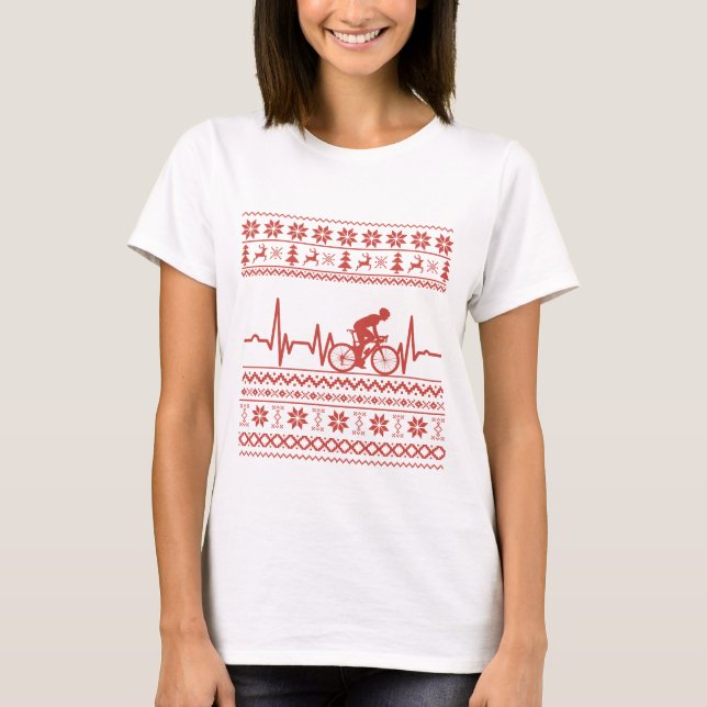 T-shirt Vilain pull Joyeux Noël à vélo (Devant)