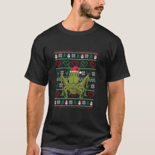 T-shirt Vilain sauterelle de Noël portant le Noël Noël Noë