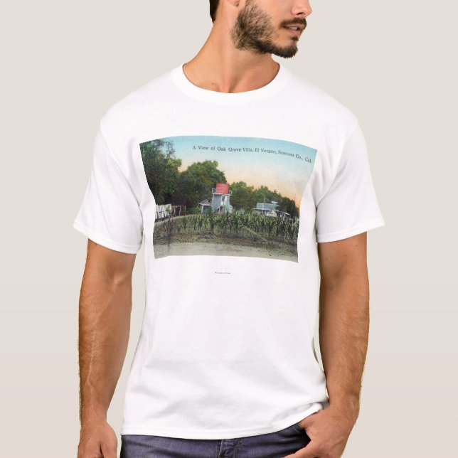 T-shirt Villa SceneEl Verano, CA de plantation de chêne (Devant)