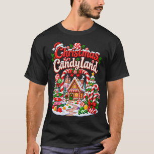 T-shirt Village de cannes de bonbons de Noël Candyland