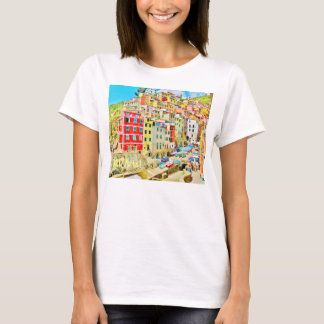 T-shirt Village de pêcheurs Riviera Italien, Fleurs L/S T