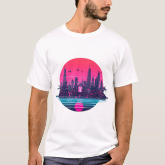 T-shirt Ville Cyberpunk Néon – Illustration Nocturne Futur